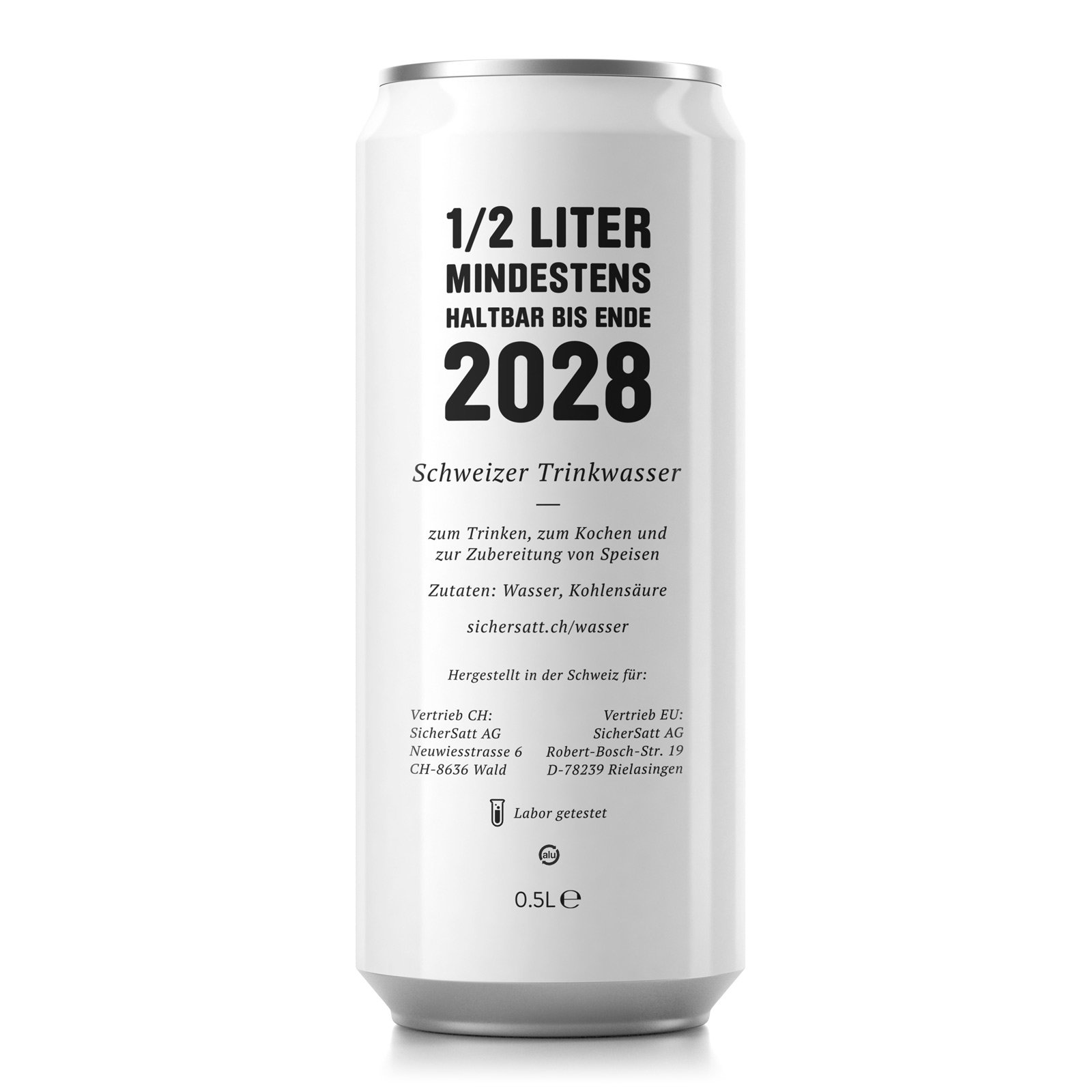 SicherSatt - 480 Dosen à 0.5L Trinkwasser