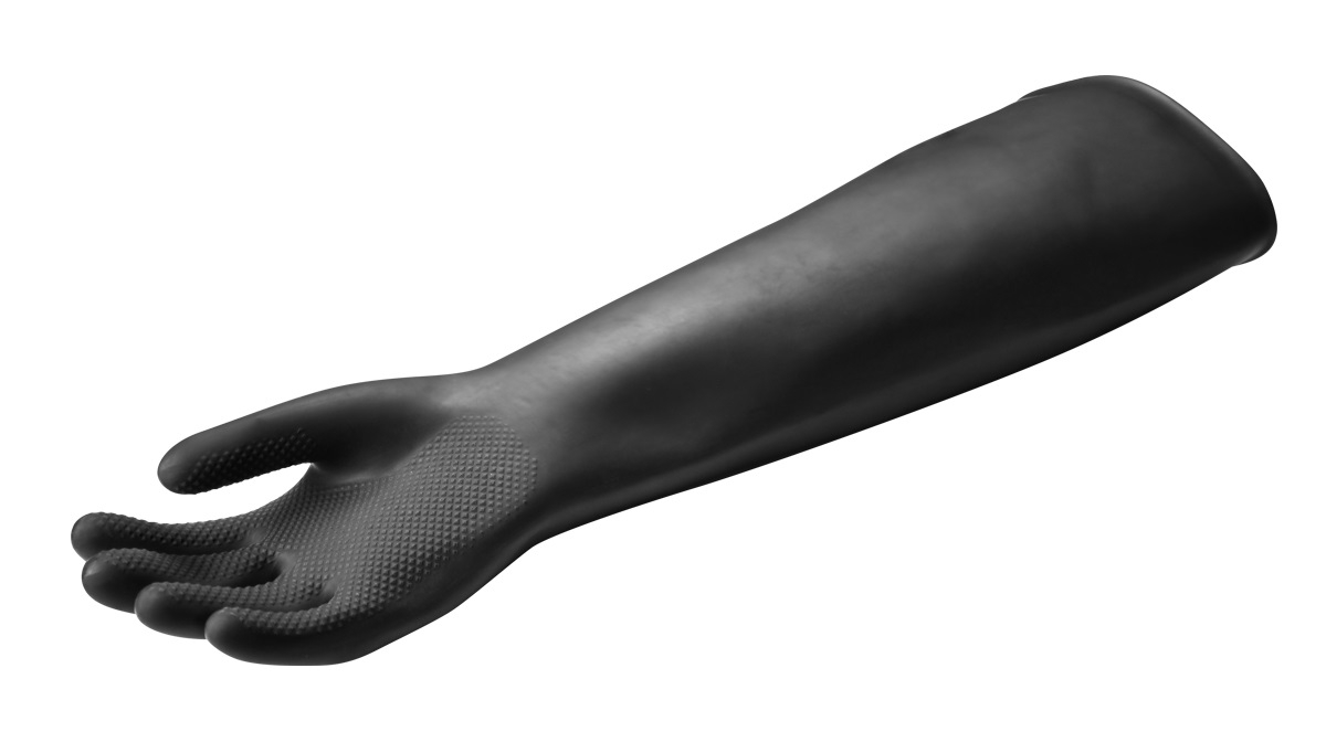 Handschuhe, ca. 56 cm lang - aus Gummi, Größe L